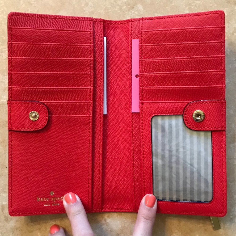 kate spade new york razor red cameron street stacy wallet with gift box - Picture 7 of 7